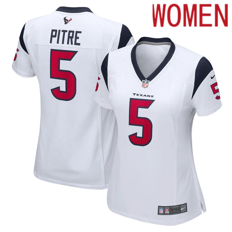 Women Houston Texans 5 Jalen Pitre Nike White Game Player NFL Jersey